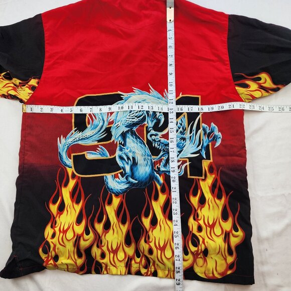 Urban Rags Flames Dragon Fire Button Short Sleeve Shirt (M) - Picture 6 of 8